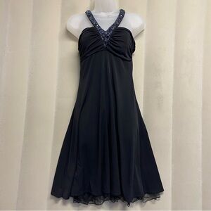 Vintage Windsor Women's Dress Medium Black Halter Jewel Embellished Y2K 90s